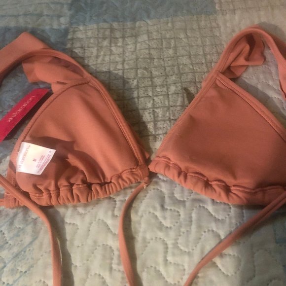 Xhilaration Juniors Ruffle Triangle Pink Bikini Top Size Medium- Mauve - Picture 5 of 8